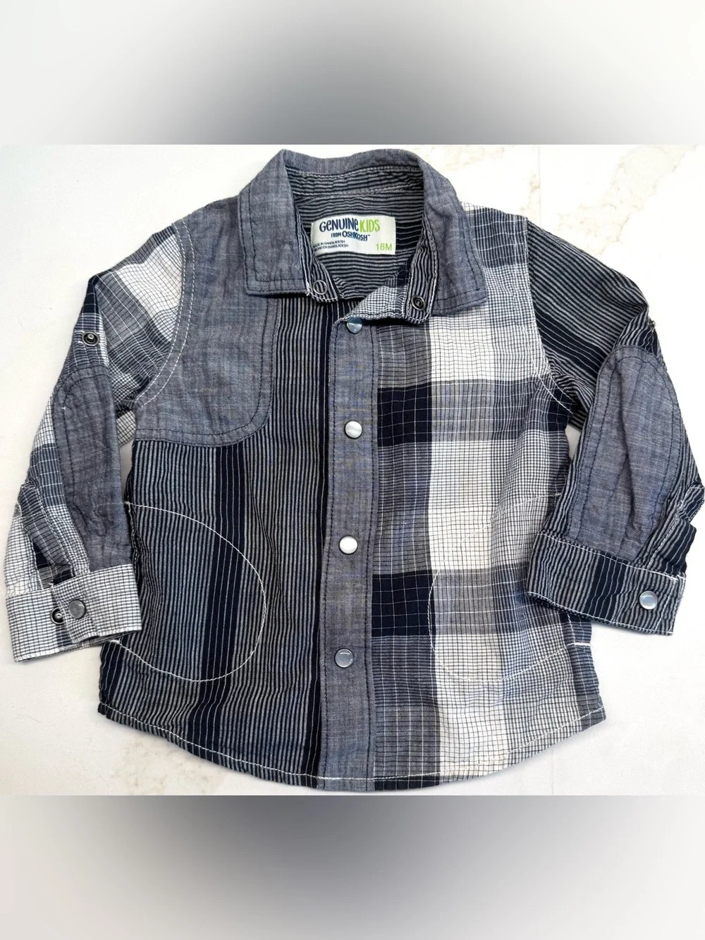 Genuine Kids OshKosh 18M Hoodie & Plaid Shirt Set